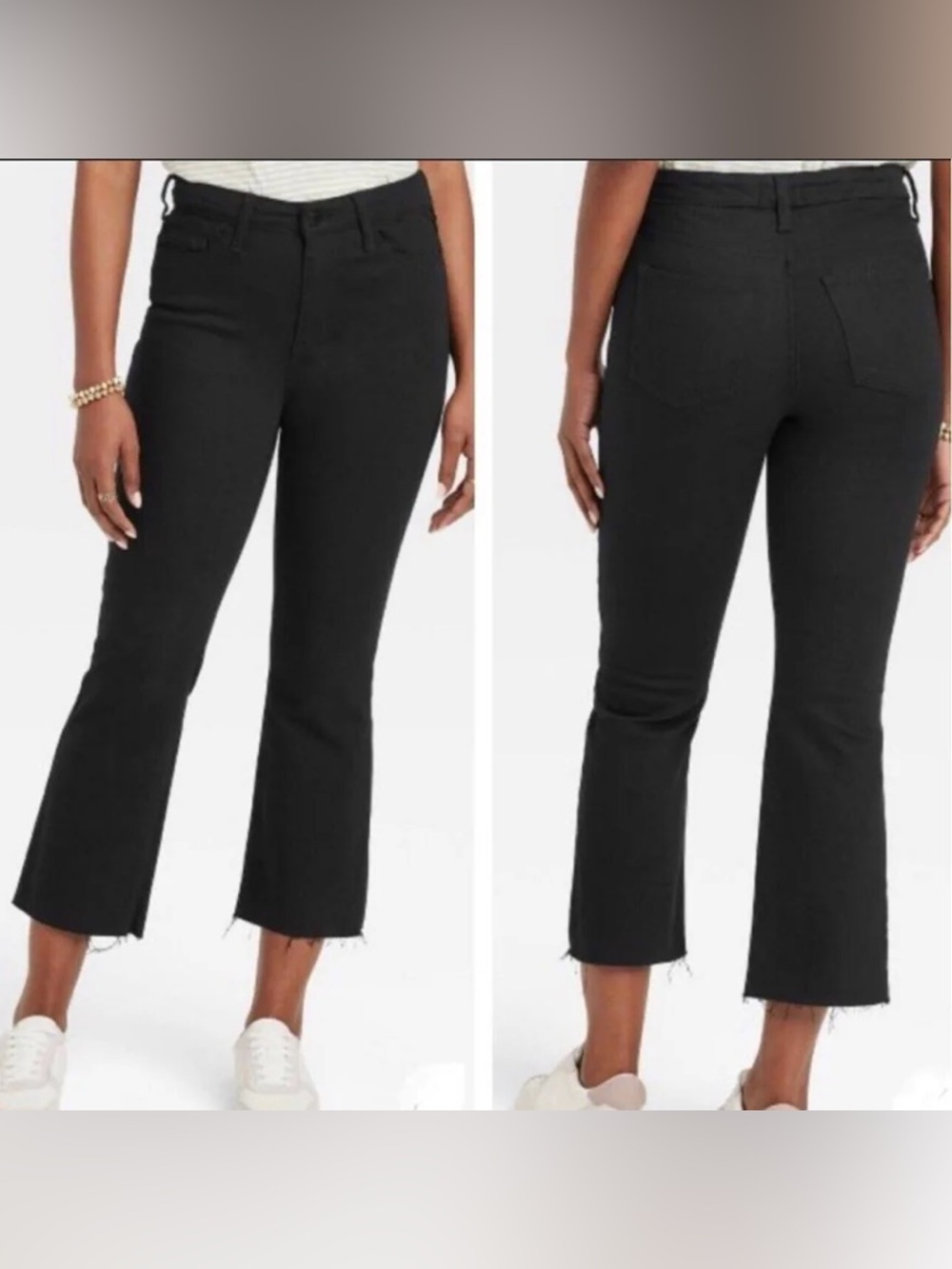 Universal Thread Black Ankle Bootcut Vintage Stretch Raw Hem Black Jean Size 10